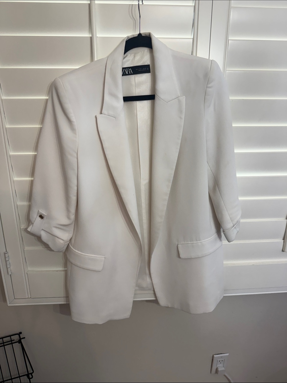 Zara White Tailored Open-Front Blazer